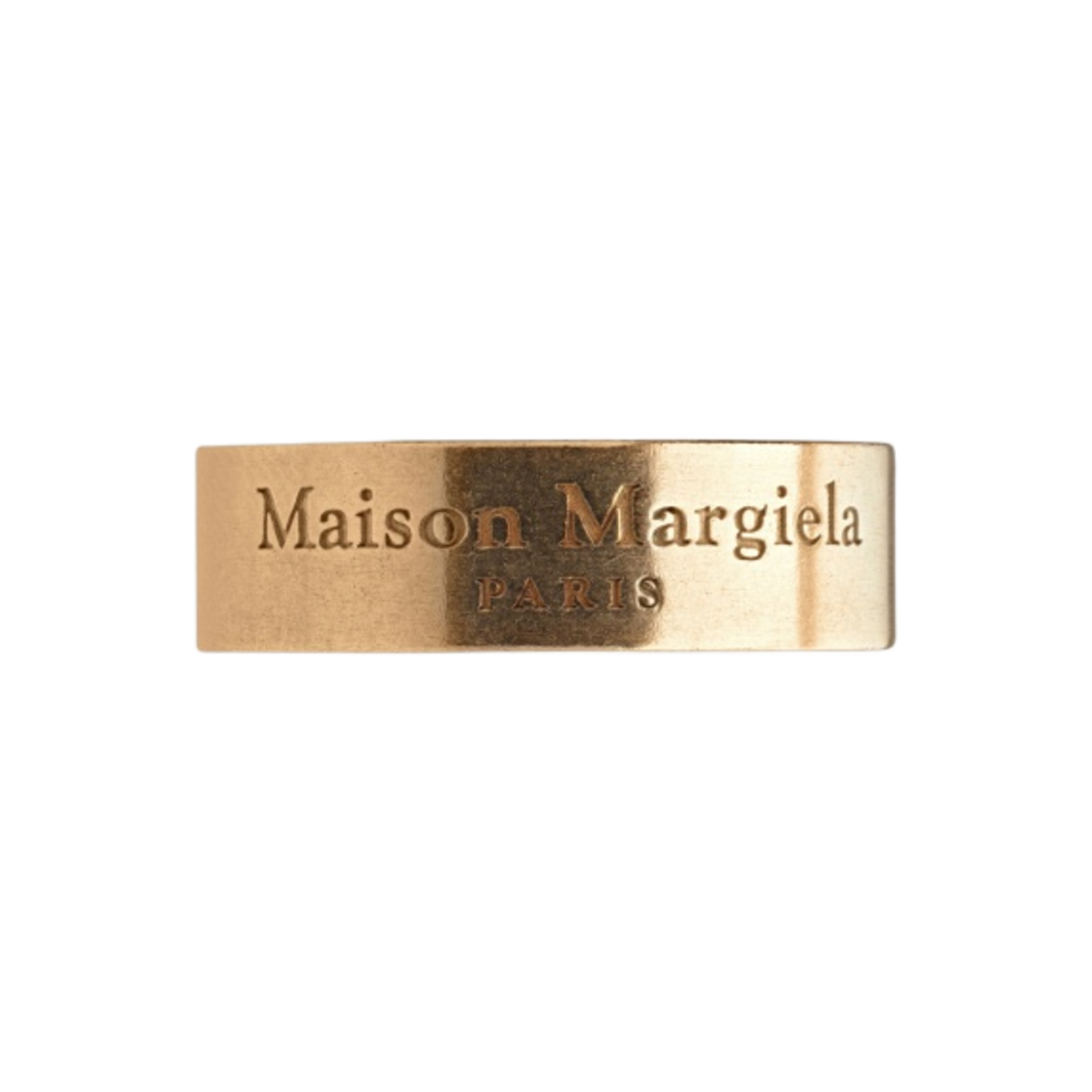 SM1UQ0081SV0158950 Maison Margiela Logo Ring Tumbled Yellow Gold