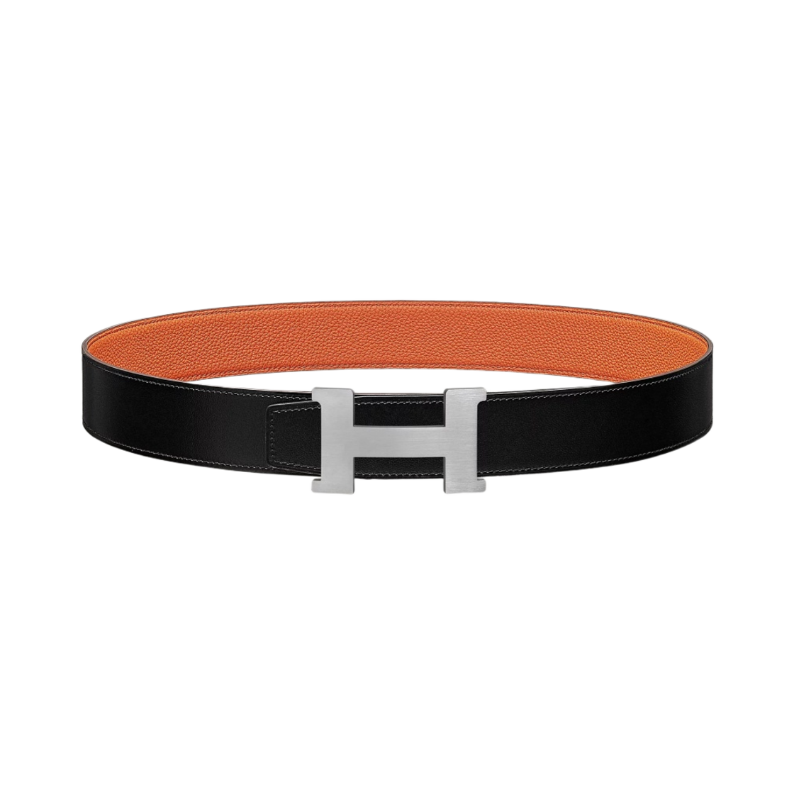 H074562CB86/H077971CAAH Hermes Constance Belt Buckle & Reversible Leather Strap 38mm & Gris Moyen Noir Orange