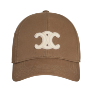 (W) Celine Triomphe Baseball Cap in Cotton Dark Khaki