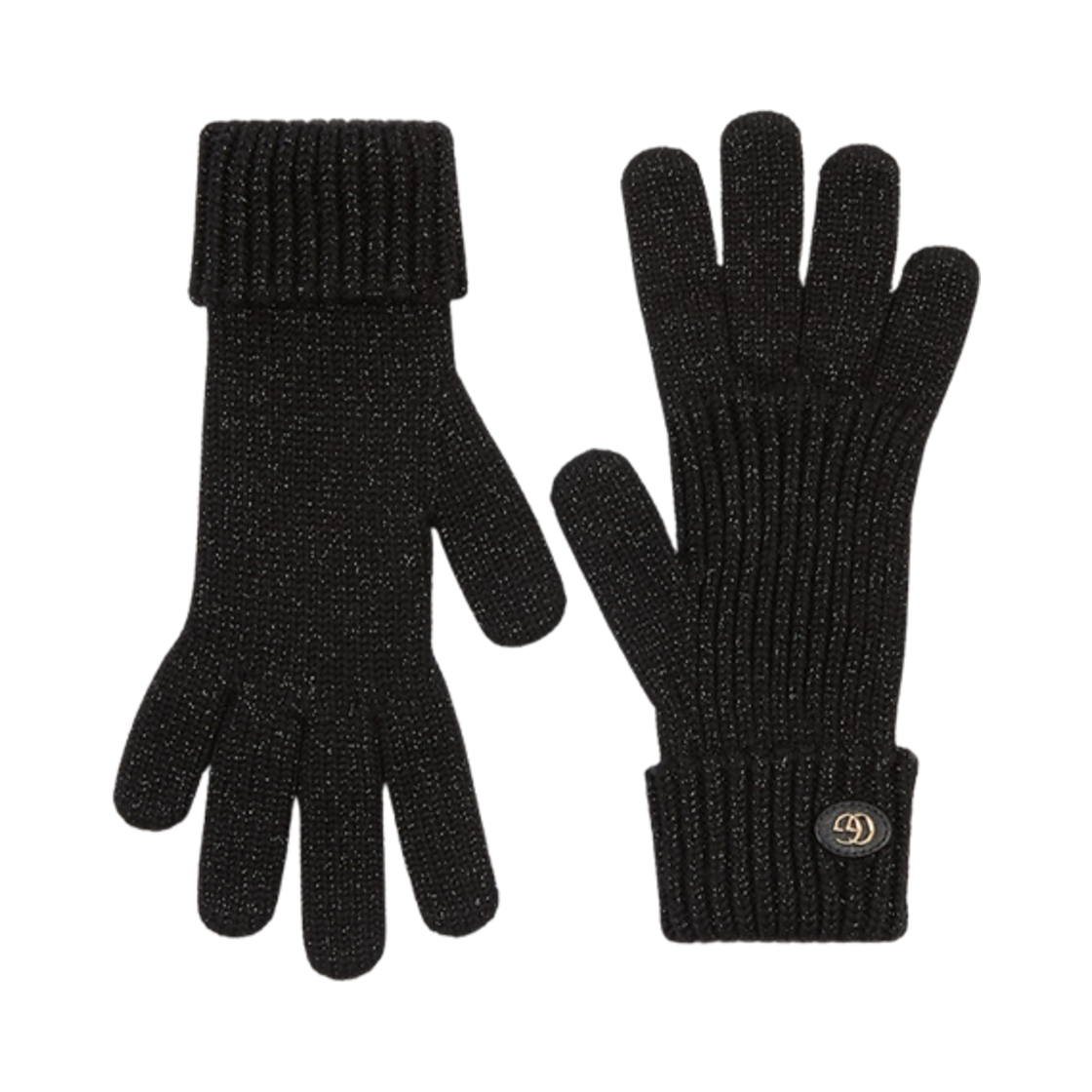 809180-3GAAB-1060 Gucci Rib Knit Wool Lame Gloves Black