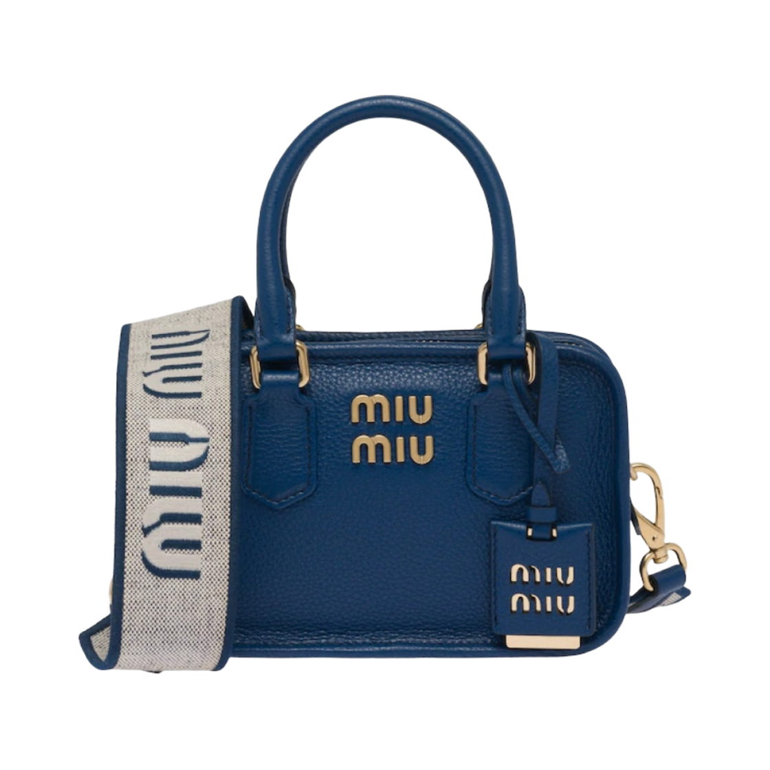미우 미우 가죽 숄더 스트랩 탑 핸들백 블루에뜨(Miu Miu Leather Shoulder Strap Top Handle Bag Bluette) - 1