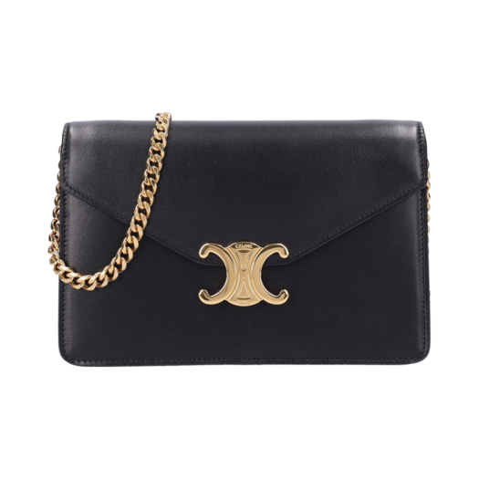 IT2RSVAF9C3T Celine Wallet On Chain Margo in Shiny Calfskin Black