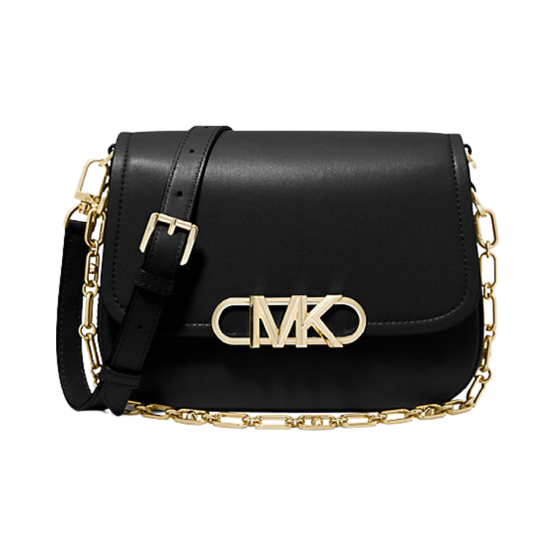 30F2G7PC5L001 Michael Kors Parker Medium Leather Messenger Bag Black