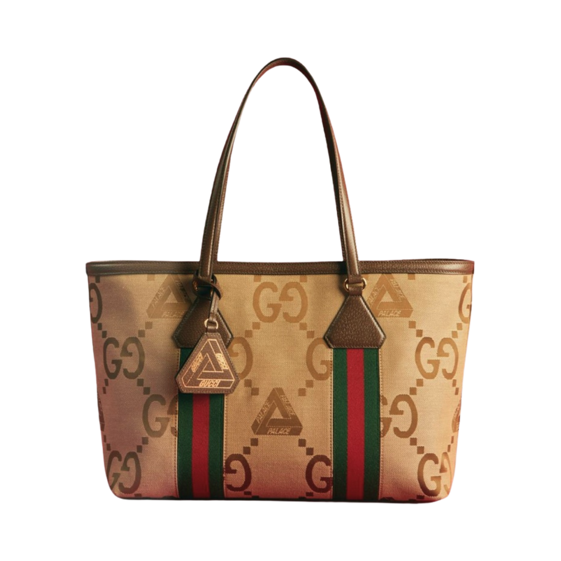 팔라스 x 구찌 웹 디테일 GG 점보 캔버스 토트백 베이지 - 22FW(Palace x Gucci GG Jumbo Canvas Tote Bag with Web Details Beige - 22FW) - 1