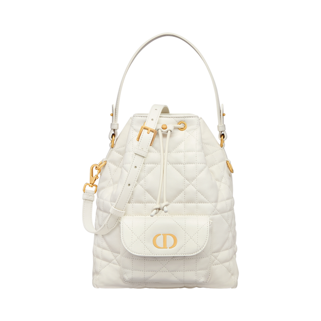 M3372UNOZ-M030 Dior Small Dior Caro Bucket Bag Macrocannage Lambskin Latte