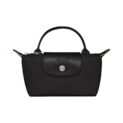 Longchamp Le Pliage Green Handle Pouch Black