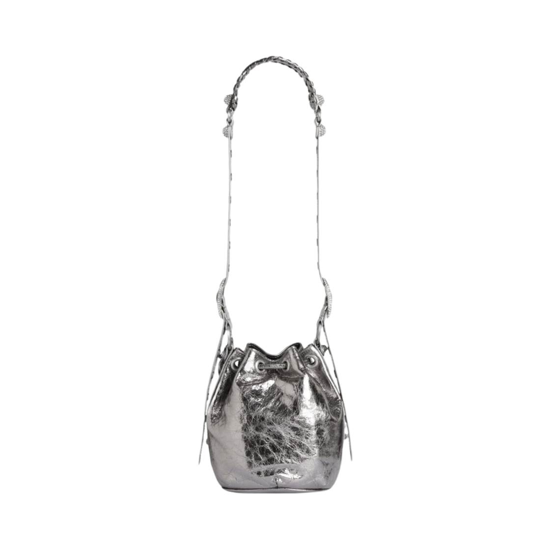 발렌시아가 르 카골 XS 버킷백 메탈라이즈드 라인스톤 실버(Balenciaga Le Cagole XS Bucket Bag Metallized Rhinestones Silver) - 3