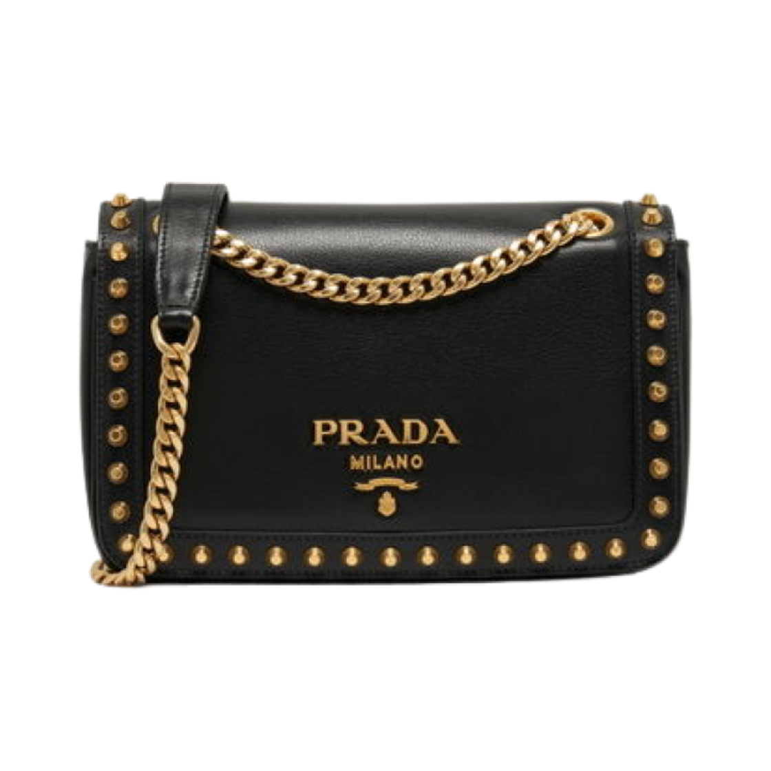1BD147-2EBJ-F0633 Prada Grace Calf Leather Chain Sholder Bag Black