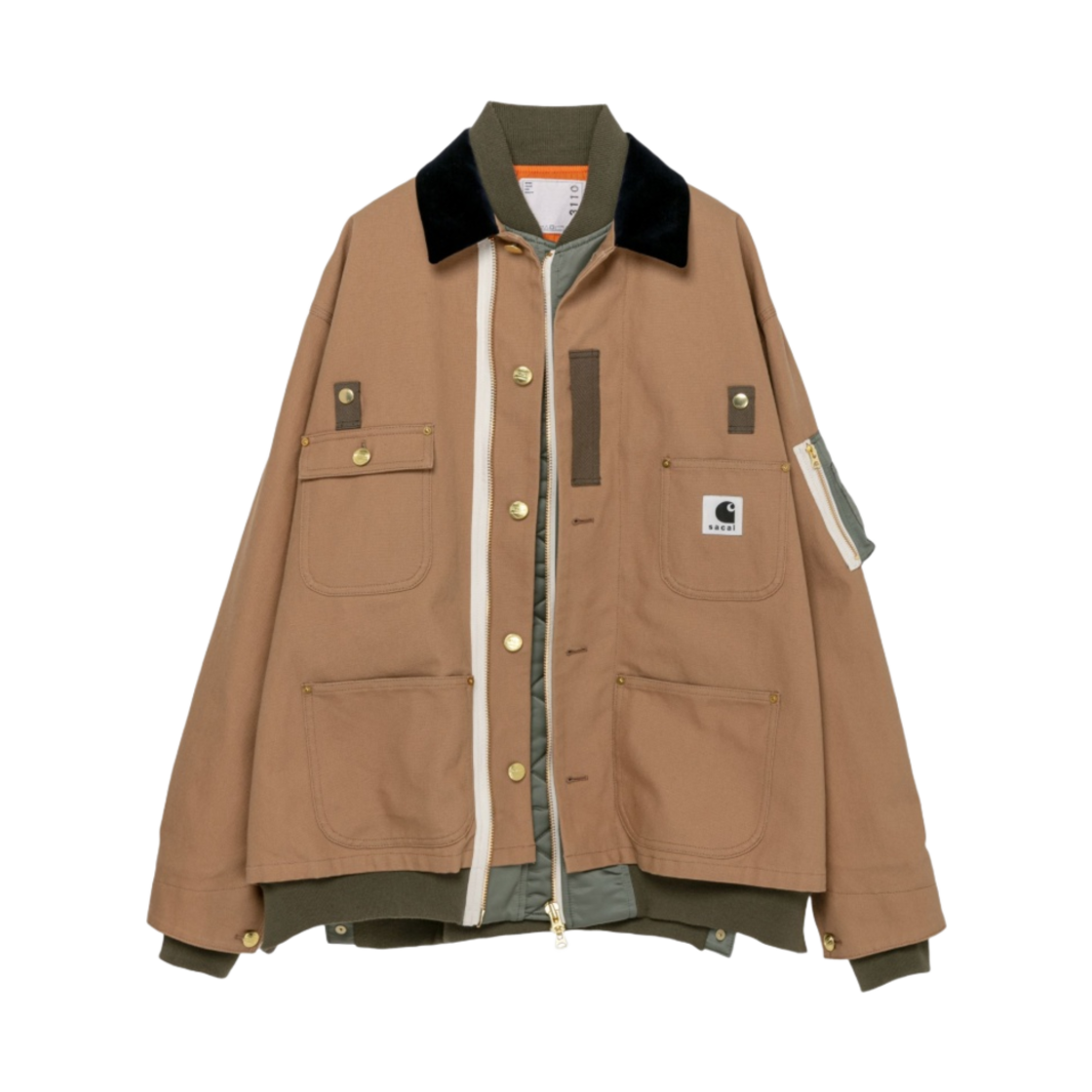 사카이 x 칼하트 WIP 캔버스 MA-1 자켓 미시간 베이지(Sacai x Carhartt WIP Canvas MA-1 Jacket Michigan Beige)