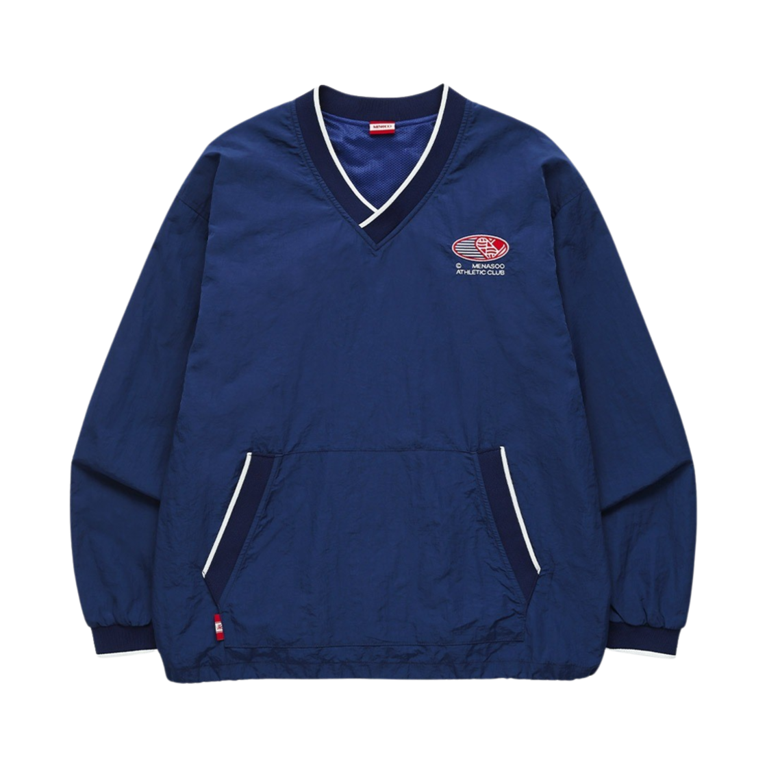 미나수 하트트랙 브이넥 나일론 아노락 자켓 네이비
