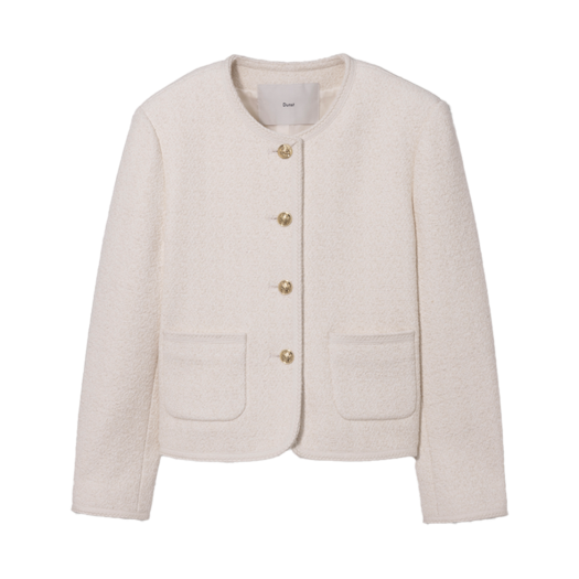 UDJA5A205CR Dunst Classic Boucle Tweed Jacket Cream
