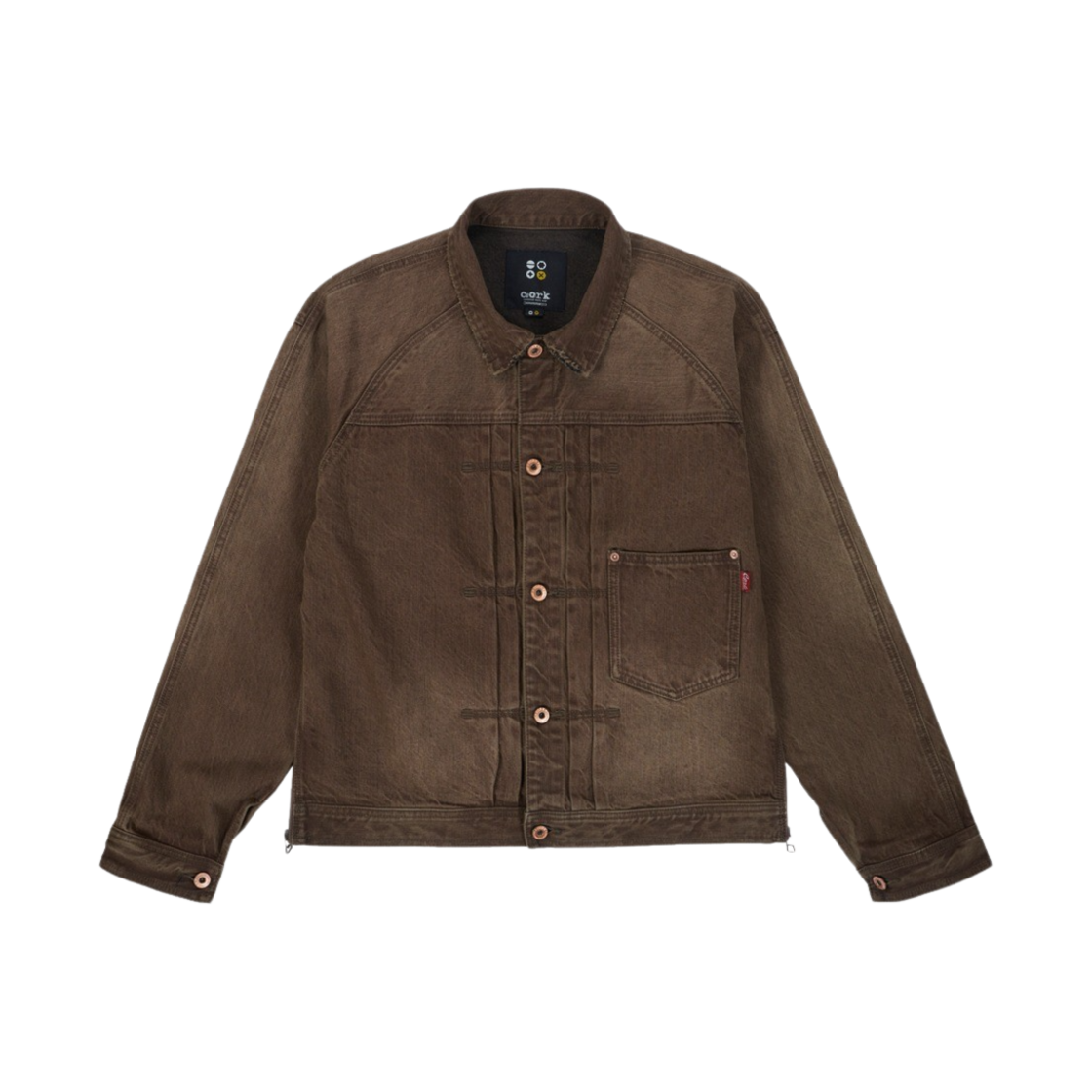 4F07JK05 RYUL+WAI: Denim Raglan Sleeve Work Jacket Brown