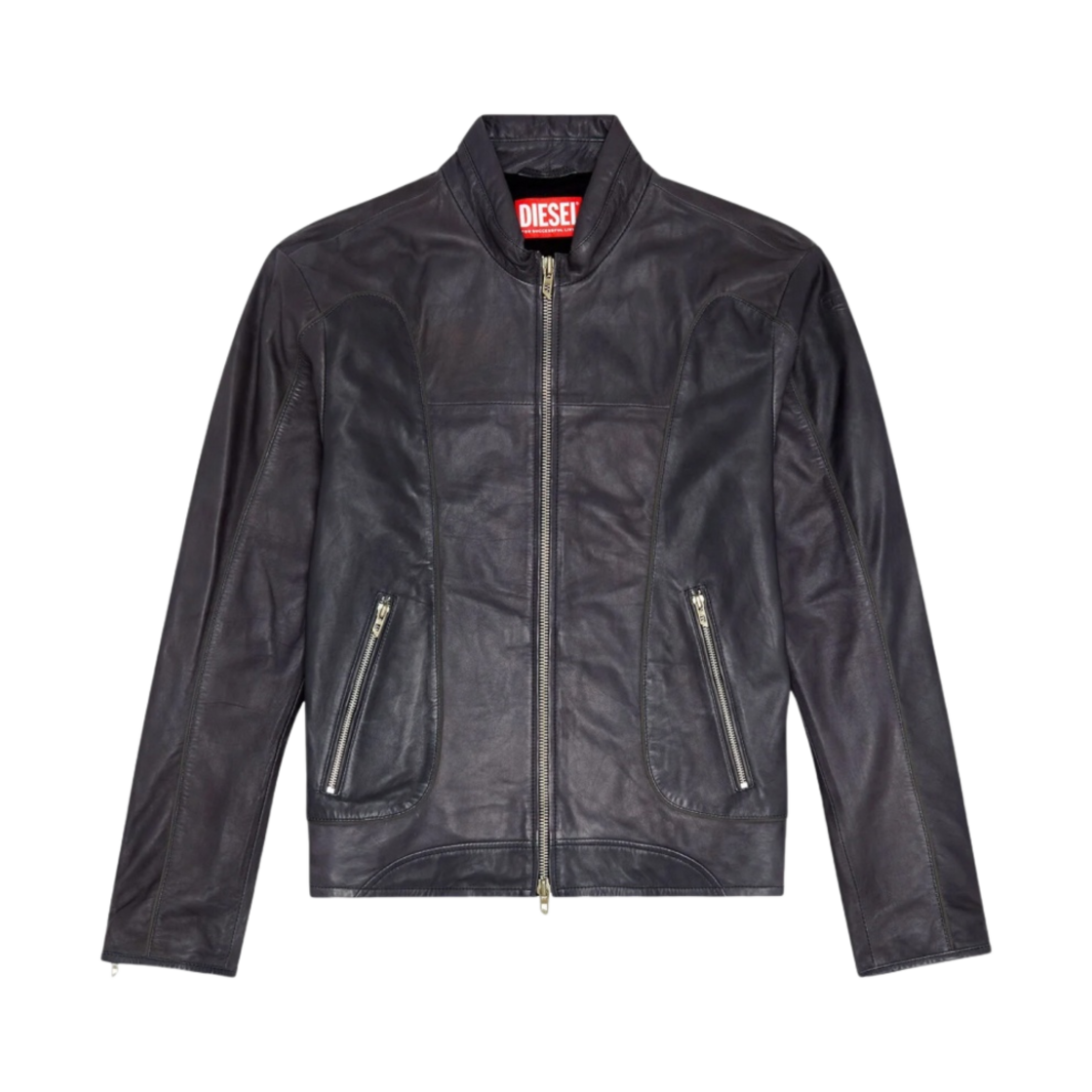 디젤 L-크릭스 파이핑 레더 바이커 자켓 블랙