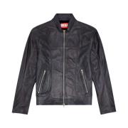 Diesel L-Krix Leather Biker Jacket with Piping Black