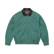 Supreme Leather Collar Utility Jacket Green - 23FW