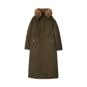 (W) Burberry Long Faux Fur Trim Cotton Parka Loch