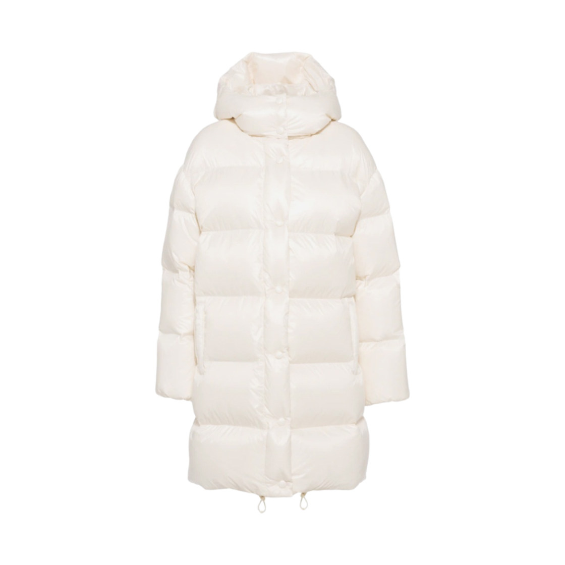 (W) 미우 미우 오버사이즈 나일론 퍼퍼 코트 아이보리((W) Miu Miu Oversized Nylon Puffer Coat Ivory) - 1