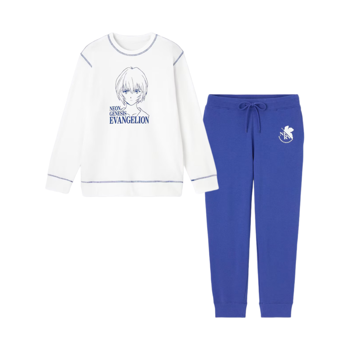 353088-00 GU x Evangelion Stretch Soft Lounge Set Long Sleeve White - JP