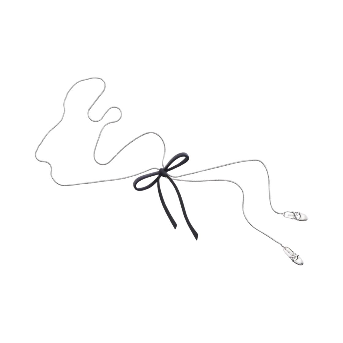 3S4JNC001J40-084-AS Heaven by Marc Jacobs x Sandy Liang Bow Bolo Necklace Aged Silver