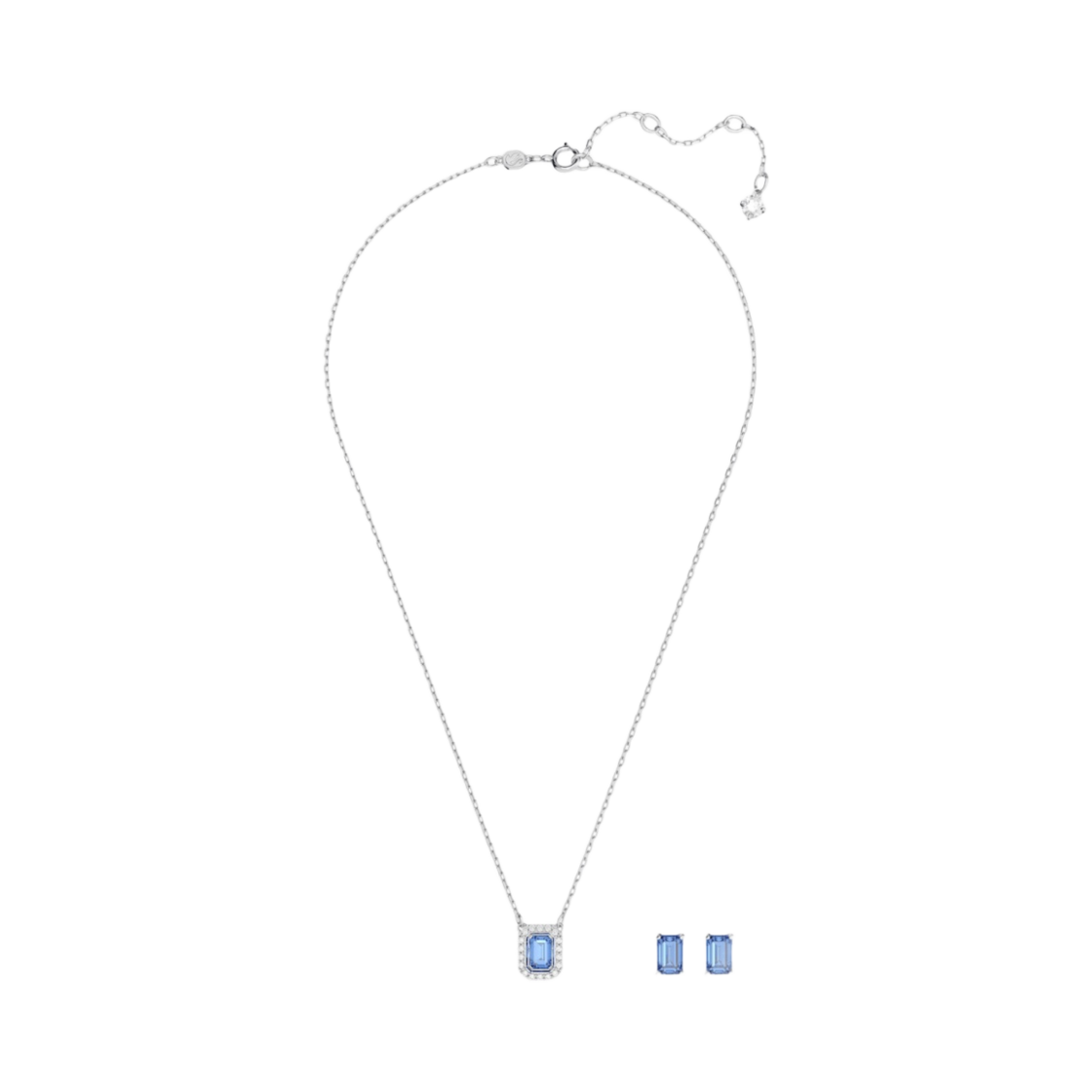 5641171 (W) Swarovski Millenia Set Octagon Cut Blue Rhodium Plated