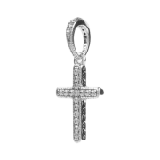 (W) Pandora Sparkling Cross Pendant Sterling Silver Clear