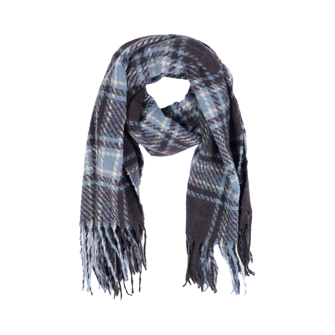 24FWTCM-BR Allincomplete Tartan Check Muffler Brown