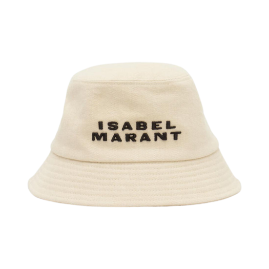 (W) Isabel Marant Haley Embroidered Bucket Hat with Logo Ecru Black - 23FW