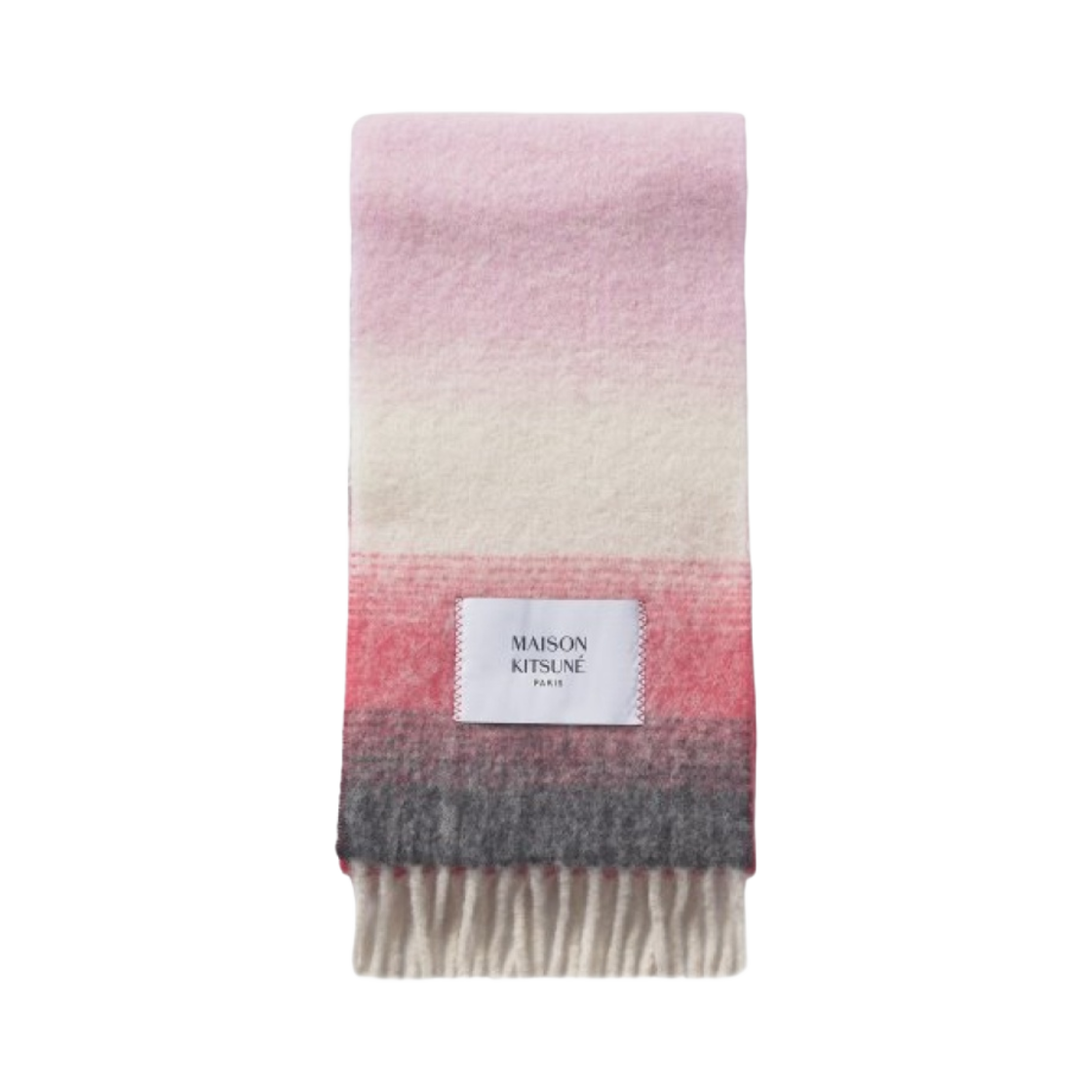 메종키츠네 그라디언트 프린지드 머플러 핑크 레드 스트라이프(Maison Kitsune Gradient Fringed Muffler Pink Red Stripe) - 1
