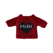 Monamhee Heart Knit Doll Keyring Outfit Red