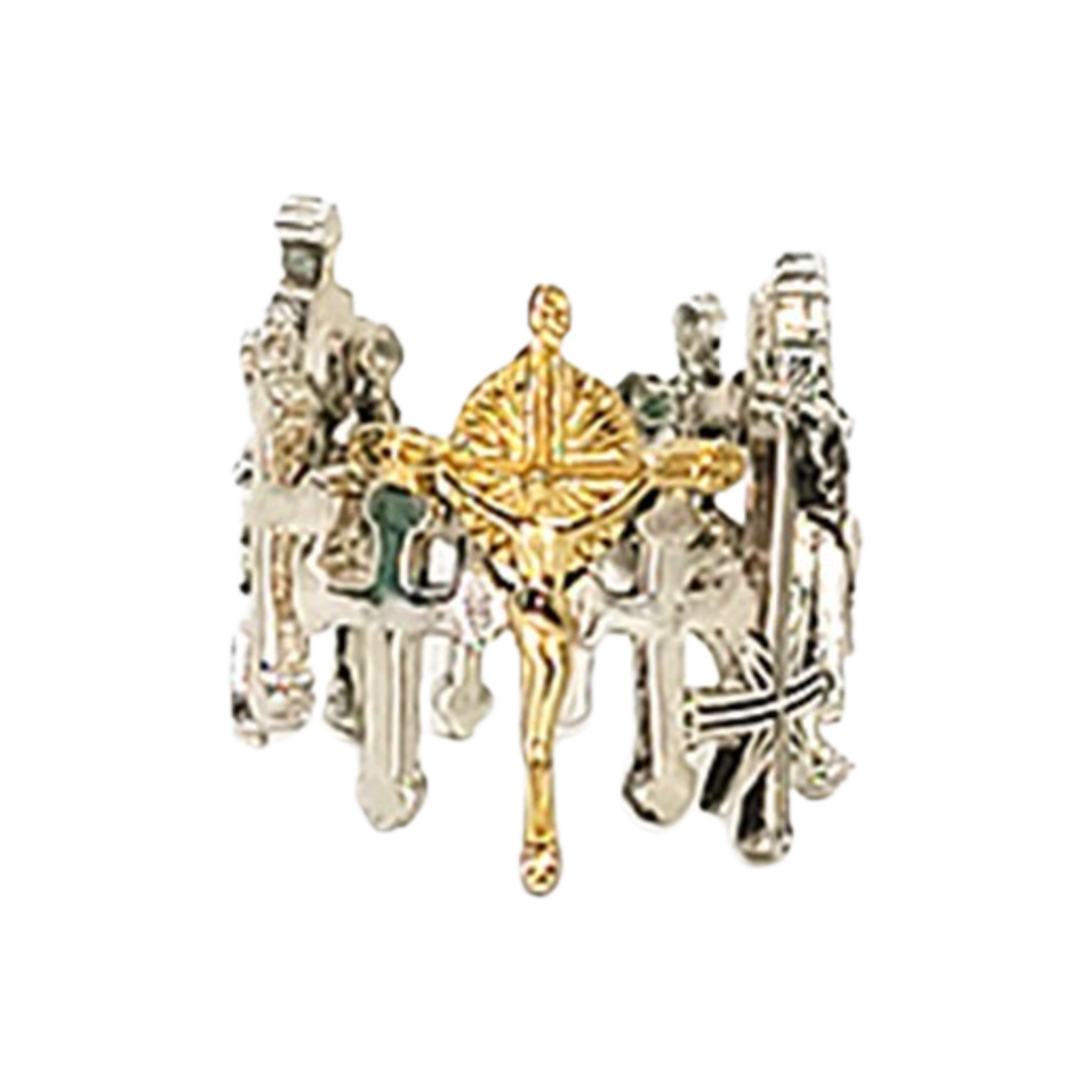 프리카 크로스 링 실버 골드