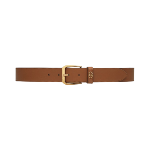 Gucci Belt with Square Buckle and Interlocking G Brown Leather