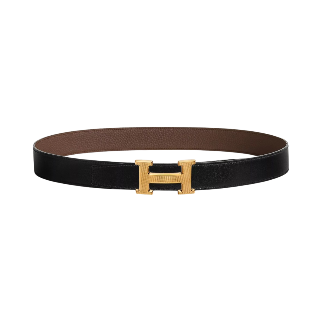 에르메스 H 길로쉬 벨트 버클 & 리버서블 레더 스트랩 박스 135 토고 32mm & 골드 하드웨어 누아 쇼꼴라