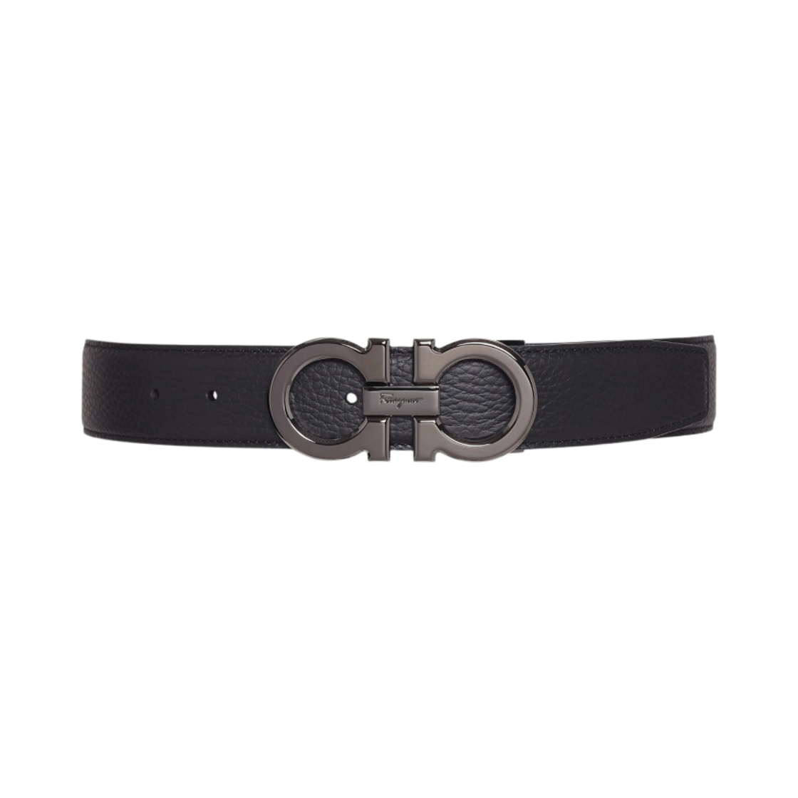 679710-687611 Ferragamo Reversible Adjustable Gancini Belt Black Blue Marine