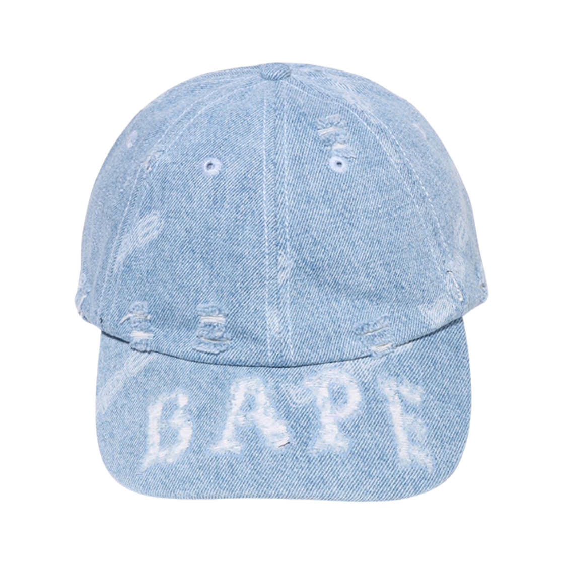 베이프 데님 디스트레스드 로고 캡 라이트 인디고