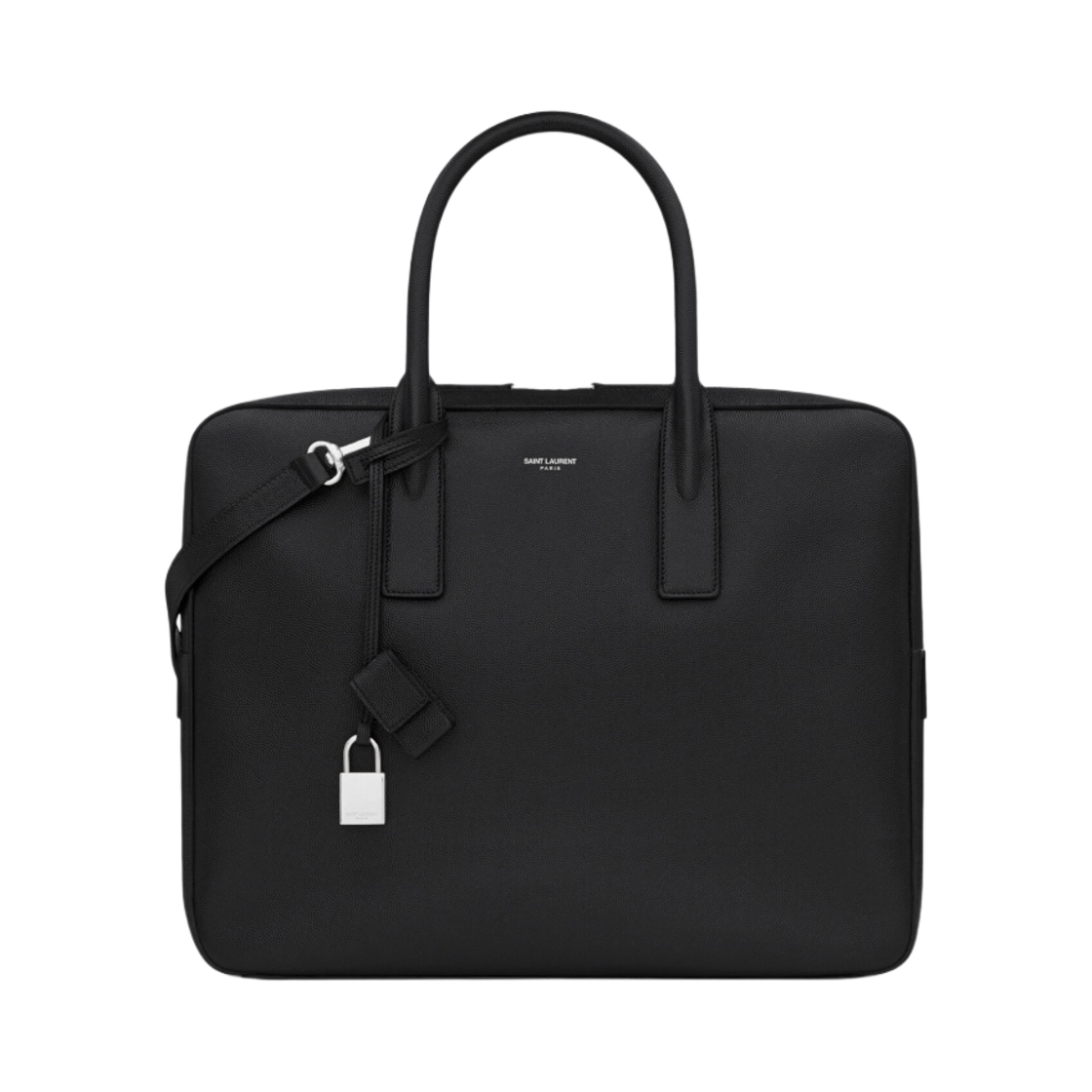 생로랑 뮤지엄 스몰 플랫 브리프케이스 블랙 텍스쳐드 레더 블랙(Saint Laurent Museum Small Flat Briefcase in Black Textured Leather Black) - 1
