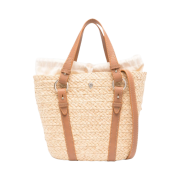 Helen Kaminski Small Pinimil Bridle Raffia Tote Bag Natural Tan