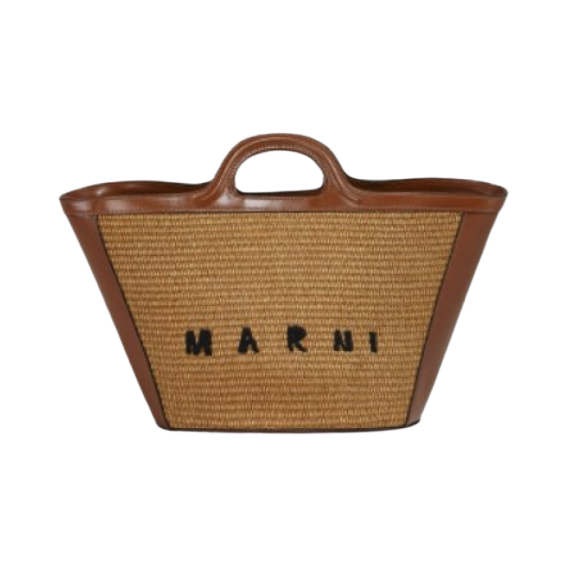 마르니 레더 & 라피아 트로피칼리아 스몰백 로우 시에나