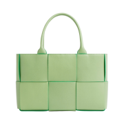 Bottega Veneta Small Arco Grained Leather Tote Pistachio Parakeet
