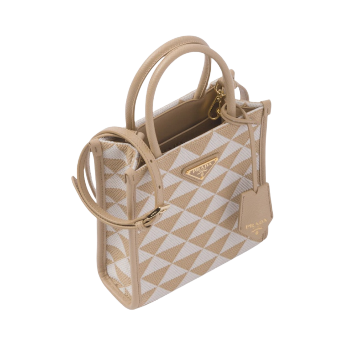 프라다 심볼 자카드 패브릭 마이크로백 베이지 초크 화이트(Prada Symbol Jacquard Fabric Micro Bag Beige Chalk White) - 2