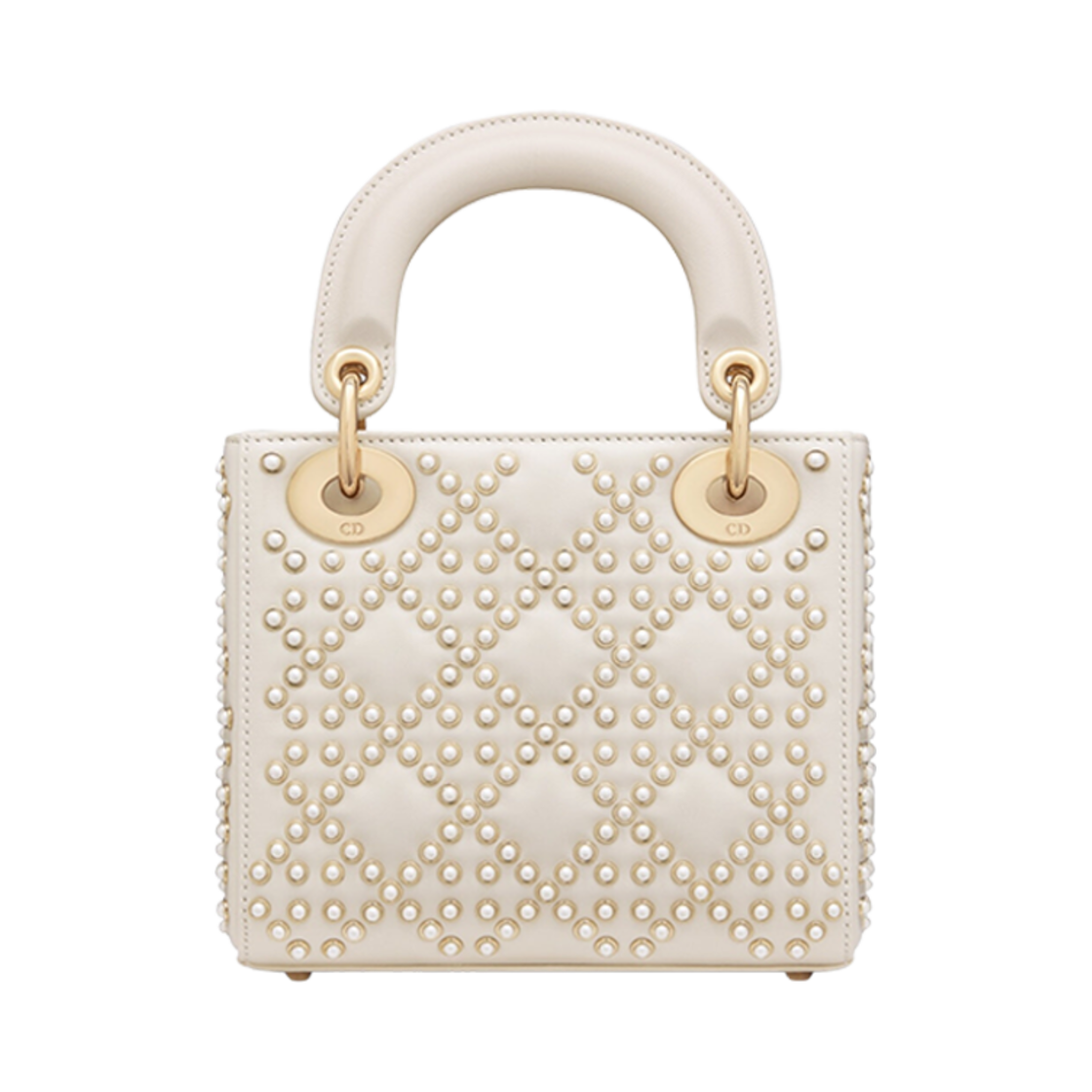 디올 미니 레이디 백 라떼 크링클 이펙트 화이트 레진 하프 펄 모티프(Dior Mini Lady Bag Latte Crinkle Effect White Resin Half Pearl Motif) - 2