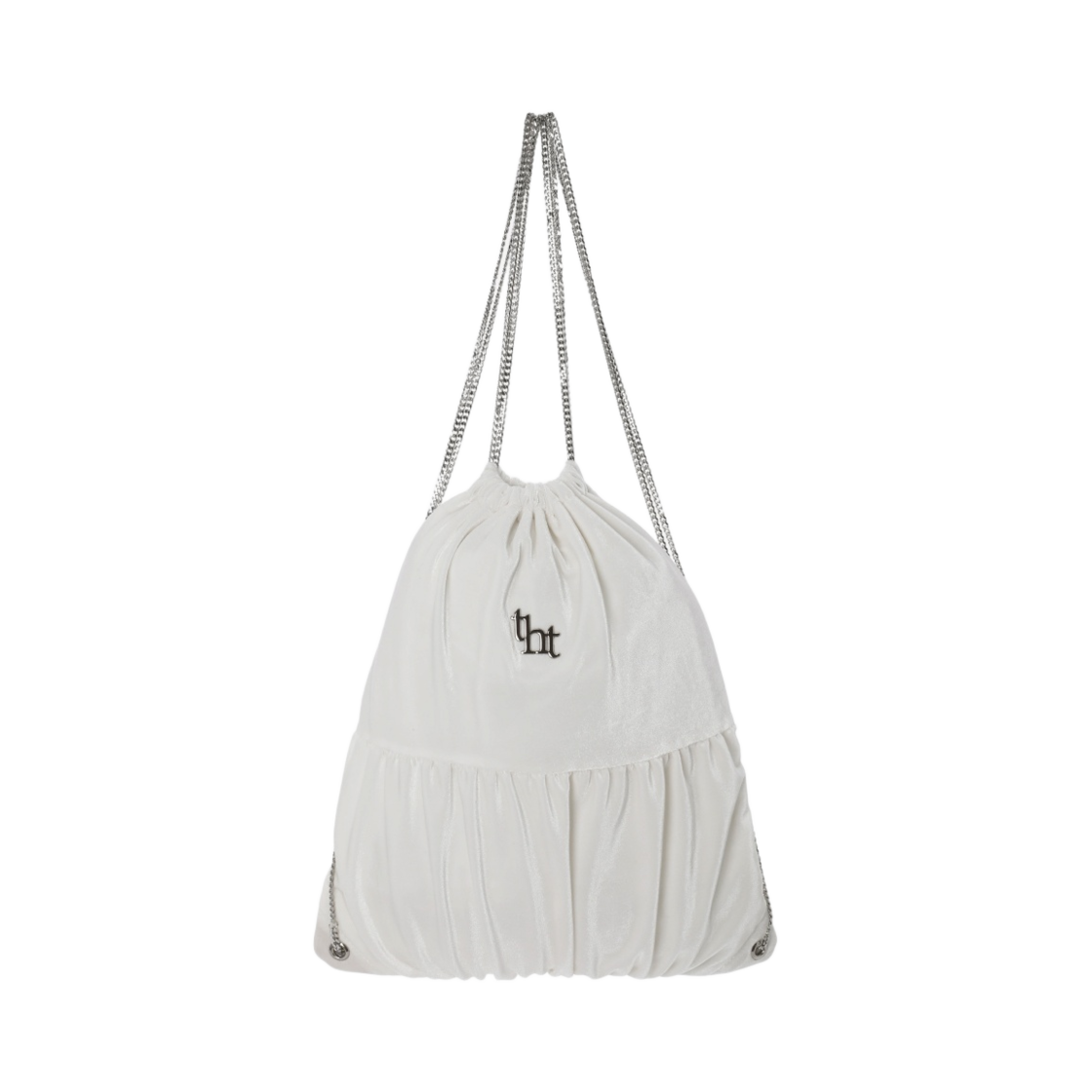 쓰리타임즈 벨벳 체인 백팩 화이트 아이보리(Threetimes Velvet Chain Backpack White)