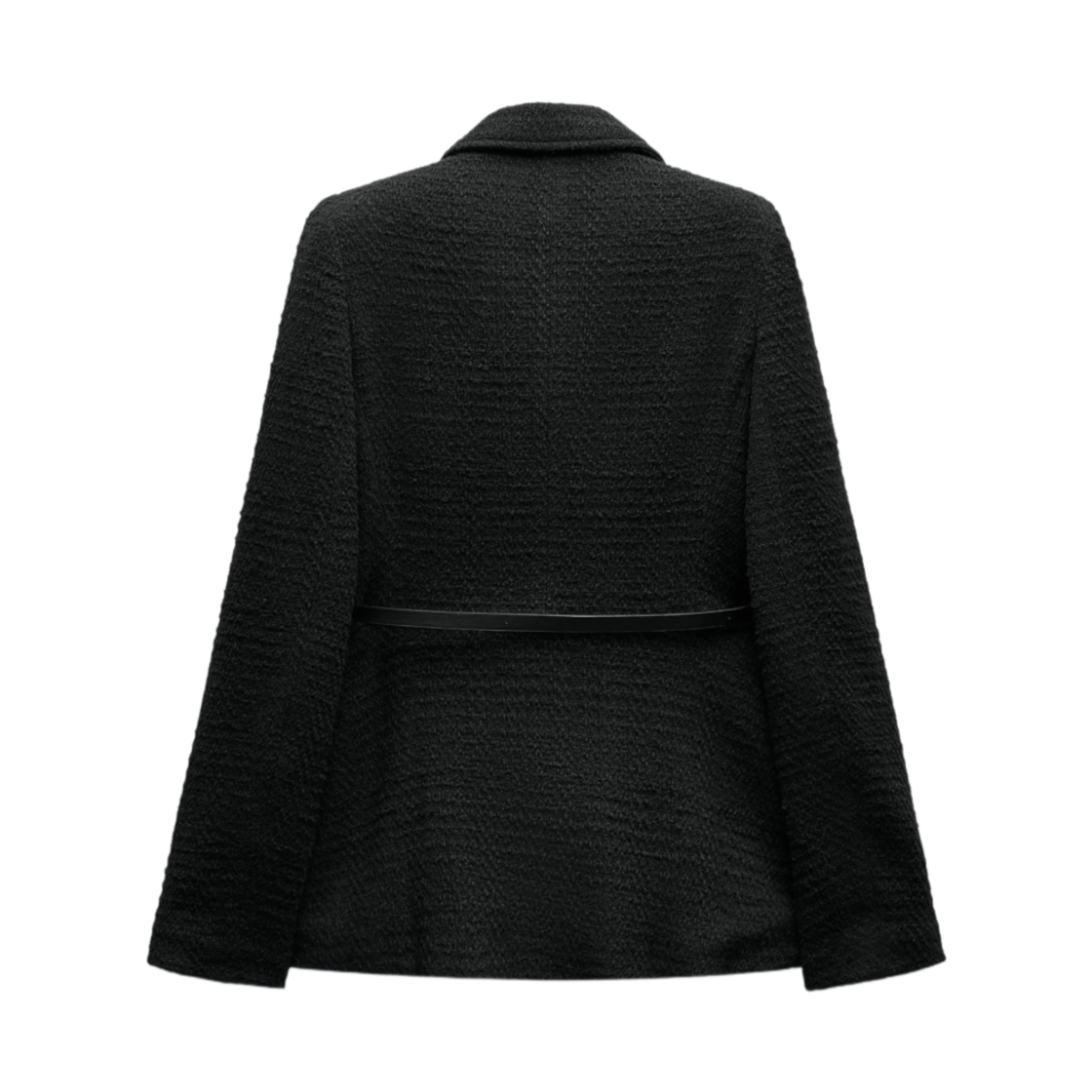 (W) 자라 텍스처드 벨티드 자켓 블랙((W) Zara Textured Belted Jacket Black) - 2