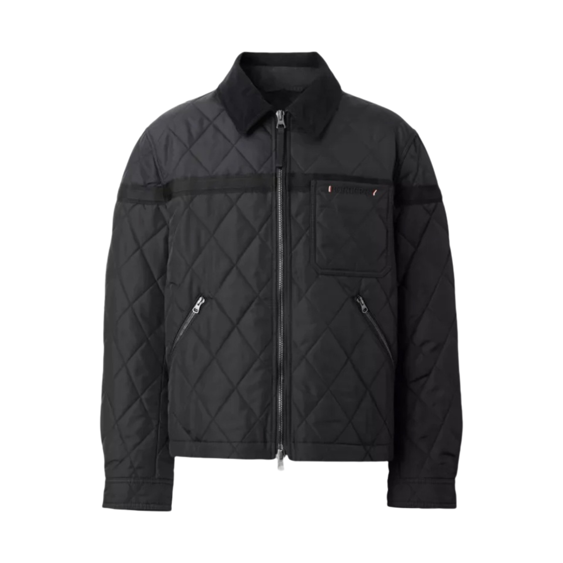 버버리 코듀로이 칼라 다이아몬드 퀼티드 반 자켓 블랙