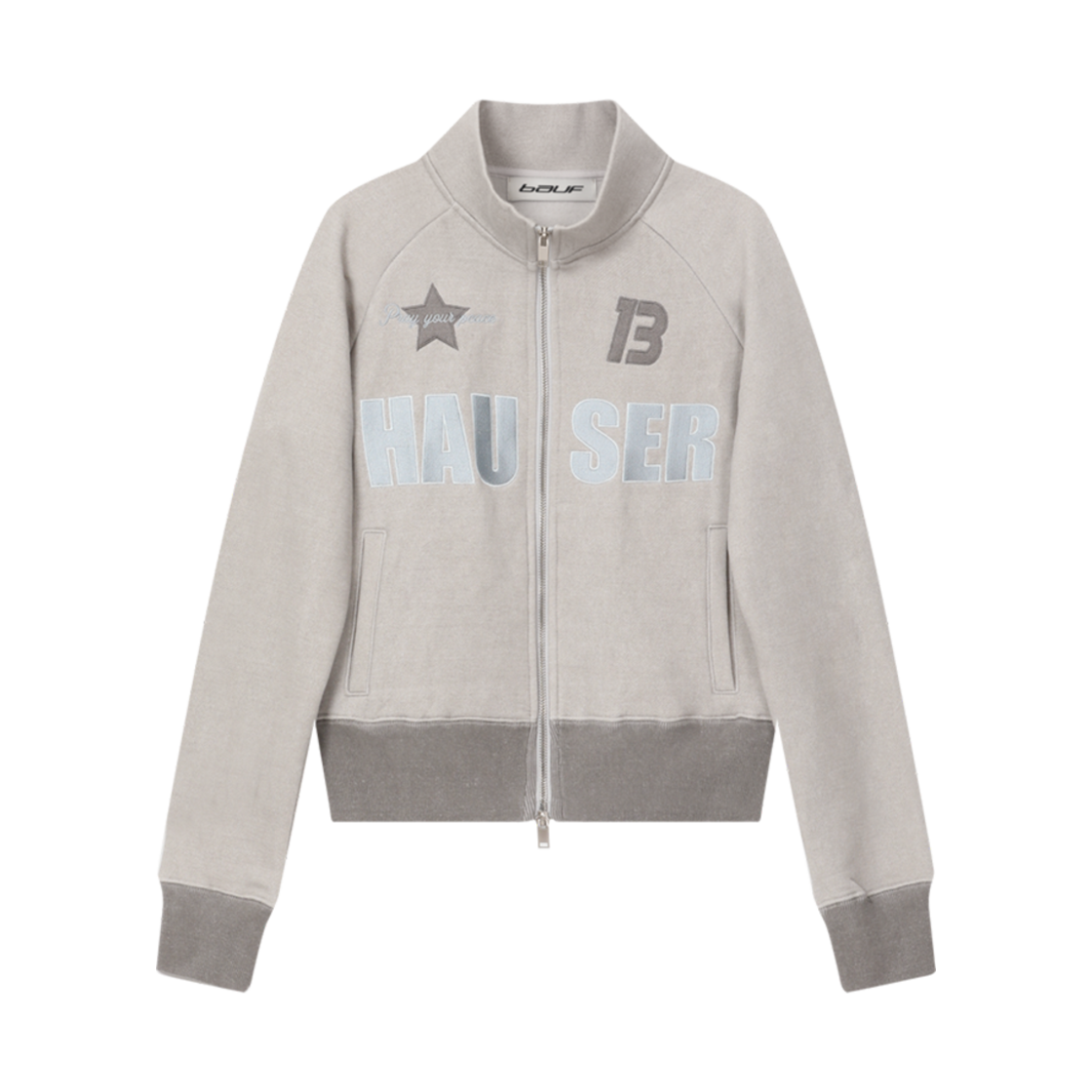 BO24FW-WLGY6 BAUF Hauser Crop Zip Up Jacket Light Grey