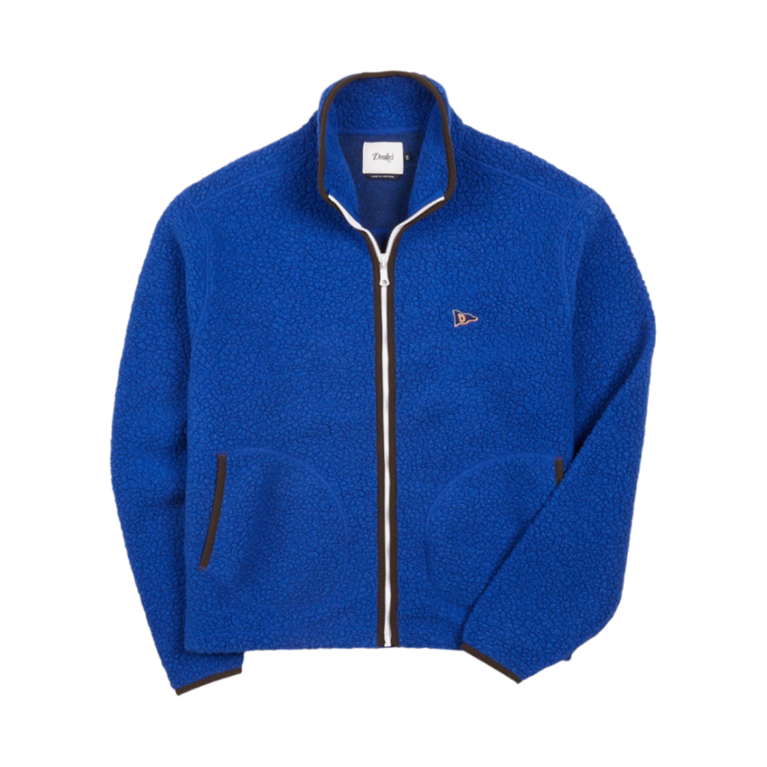DR2A5L-21265-01-200 Drake's Boucle Wool Zip Fleece Jacket Blue