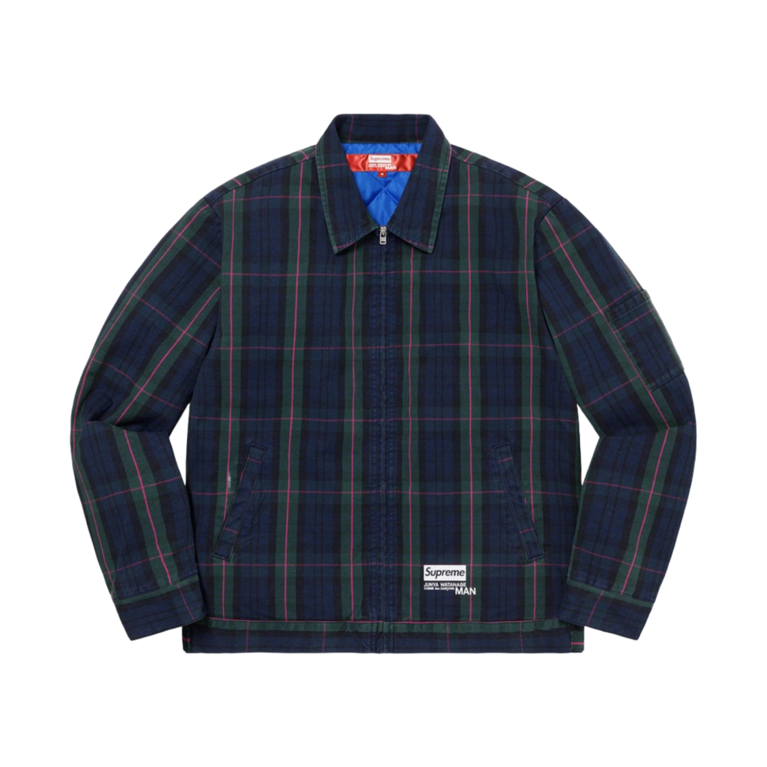 슈프림 x 꼼데가르송 준야 와타나베 맨 프린티드 워크 자켓 네이비 플래드 - 21FW(Supreme x Comme des Garcons Junya Watanabe Man Printed Work Jacket Navy Plaid - 21FW)