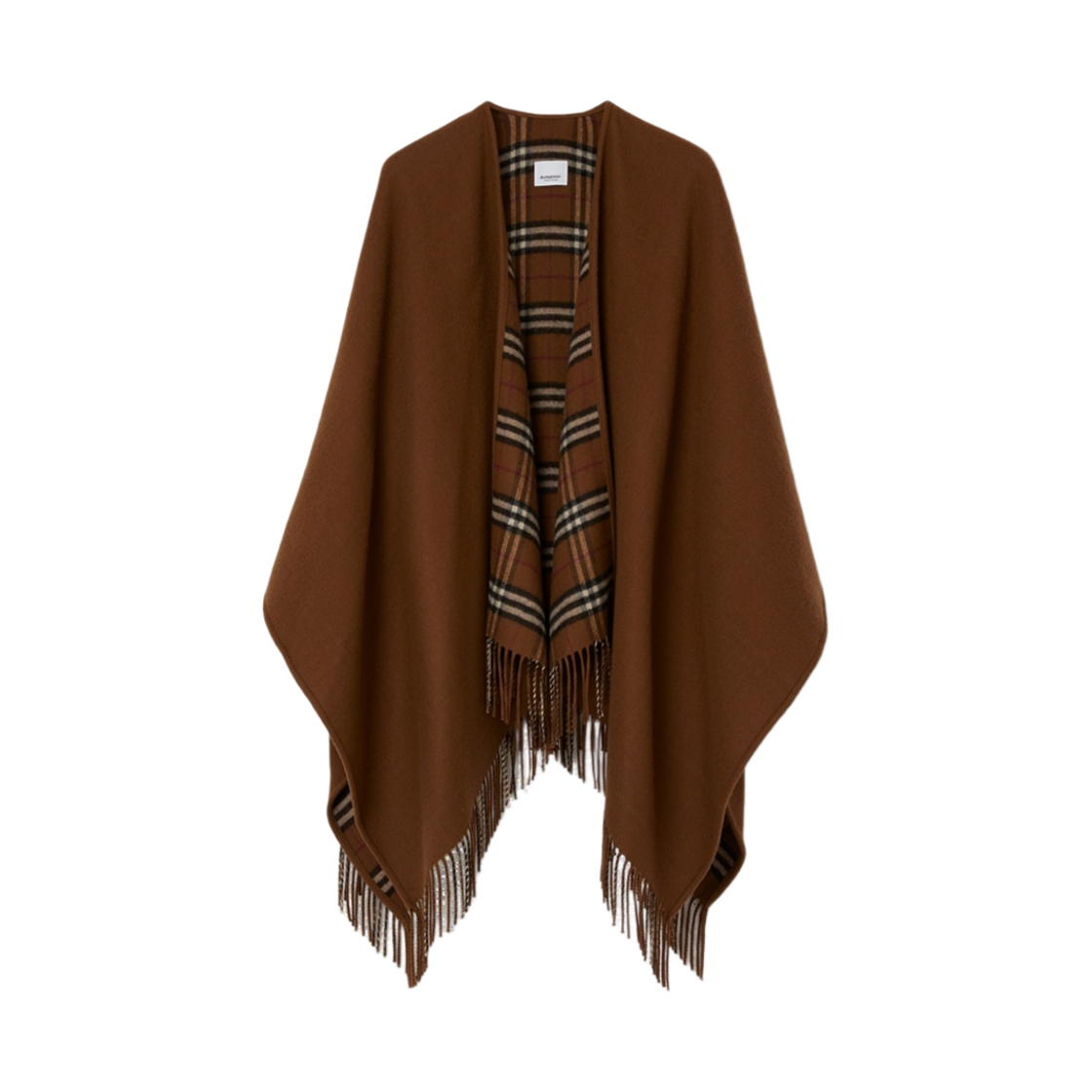 버버리 체크 울 리버시블 케이프 다크 버치 브라운(Burberry Check Wool Reversible Cape Dark Birch Brown) - 1