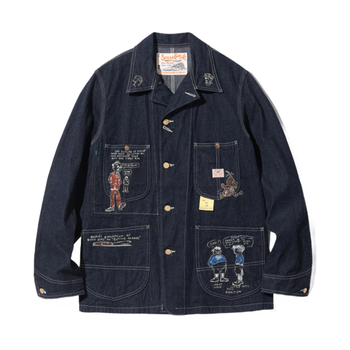 SC15449 Sugar Cane 11 oz. Blue Denim 1920's Cartoon Work Coat One Wash
