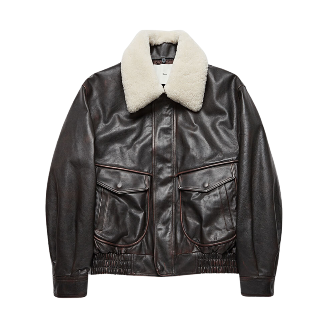 던스트 디태쳐블 셔링 칼라드 레더 블루종 브라운(Dunst Detachable Shearling Collared Leather Blouson Brown)