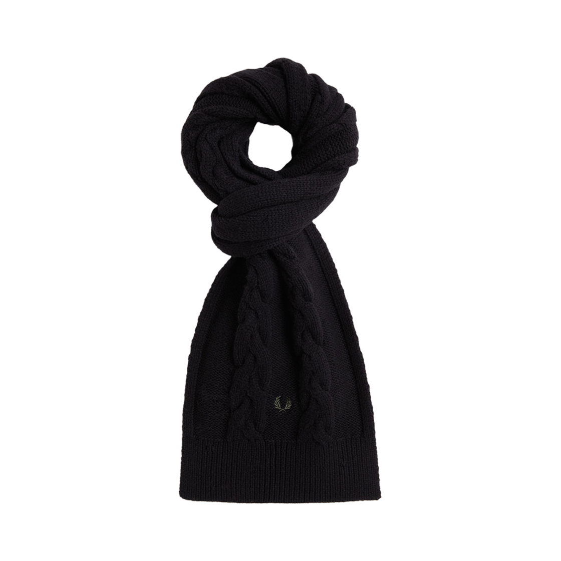 CFPU2438145-102 Fred Perry Lambswool Cable Scarf Black